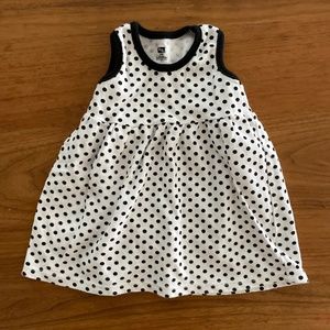 Baby girls black and white polka dot dress